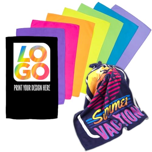 Custom Full Color Microfiber Rally Towel - 15x17 Inch - Black, Qty 50