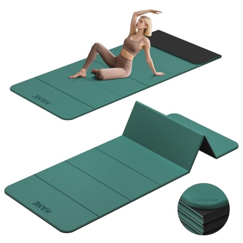 HAHE 7-Fold Extra Thick Yoga Mat 72x24x0.47 in Dark Green & Black