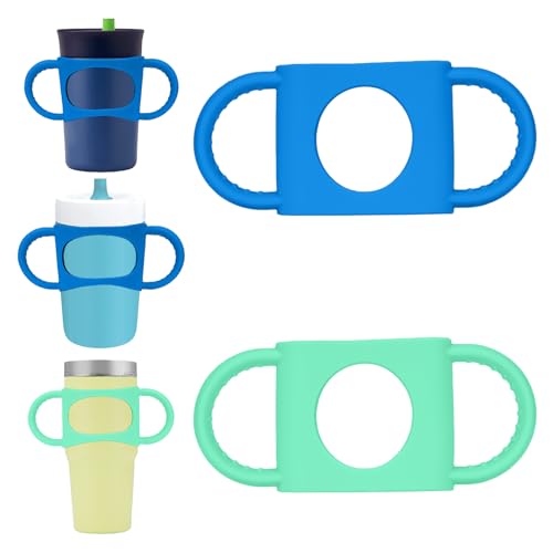Silicone Tumbler Handles for Kids' Cups - Blue & Green - 2 Pcs
