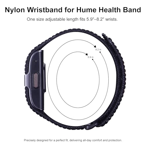 Hume Band Replacement Strap - Black Nylon Loop Sport Wristband