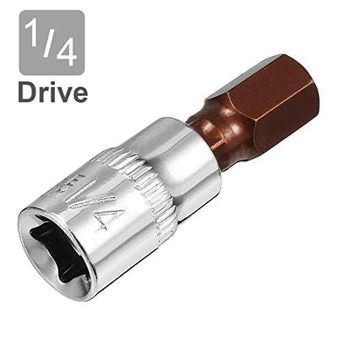 uxcell 2pcs 1/4" Drive x H8 (8mm) Hex Bit Socket, S2 Steel Bits CR-V Sockets 1.5" Length Use with Ratchet Wrench, Slide Bar, Extension Rod