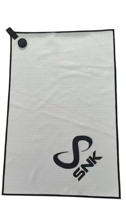 SNK SPORTS Golf Magnetic Towel - Premium Ultra-Absorbent Microfiber Golf Towel with Magnet for Golf Carts or Clubs - 16" x 24" Golfing Gear - Waffle Weave Pattern (White)