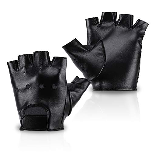 Kids PU Leather Fingerless Gloves - Black Cycling & Outdoor Sports