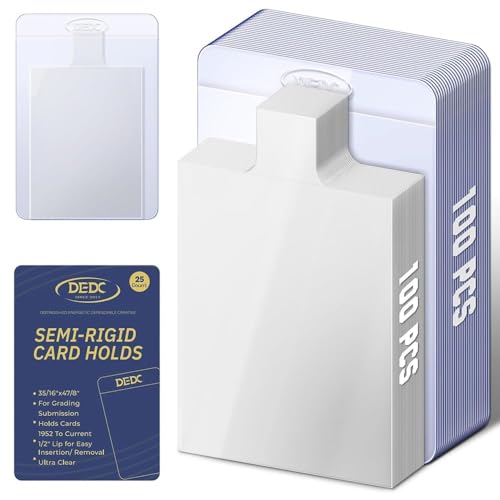 DEDC 200PCS Card Sleeves Set with 100 Semi Rigid & 100 Pull Tab Soft Sleeves, Professional Card Holders for Trading & PSA Grading