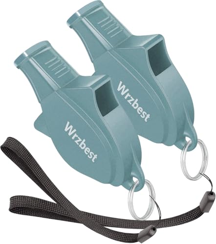 Pealess Sports Referee Whistle with Teeth Protector - 2 Pack, Grey
