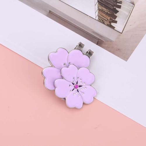 Magnetic Golf Ball Marker with Hat Clip - Purple Flower Design
