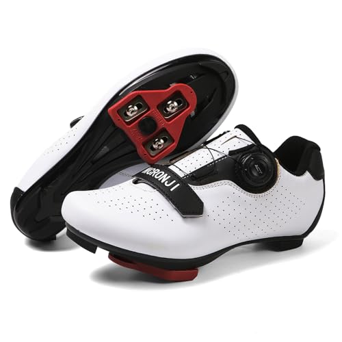 Unisex Cycling Shoes with Delta Cleats - White, Size 14.5 Women/12 Men