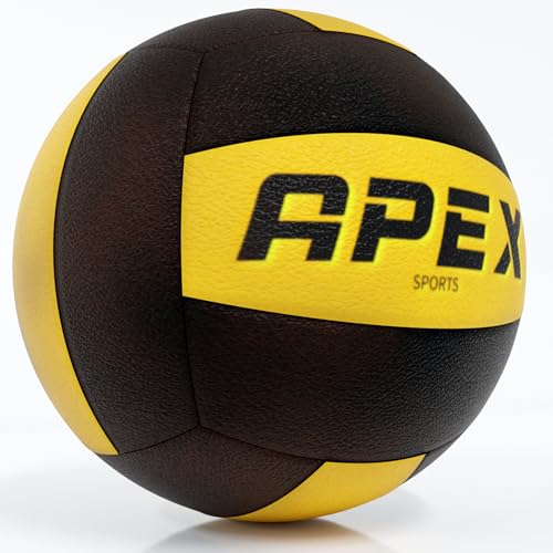 Apex Sports Professional Volleyball - Official Size & Weight, High-Visibility Black & Yellow, Variation: Volleyball