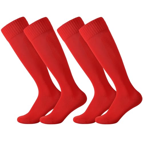 Kids Knee High Soccer & Baseball Socks - Medium Red