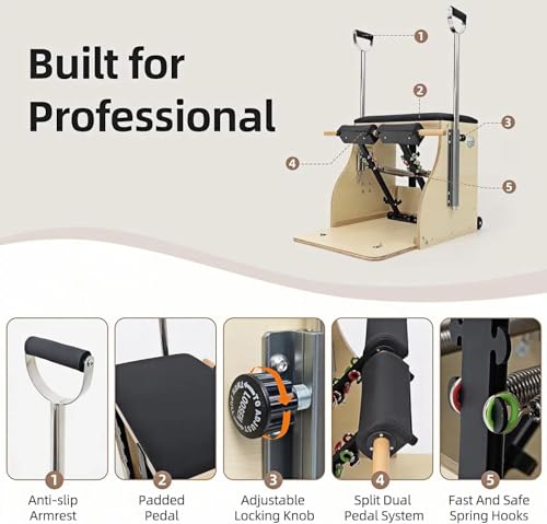 Split-Pedal Pilates Chair with Handles - Assembly Required