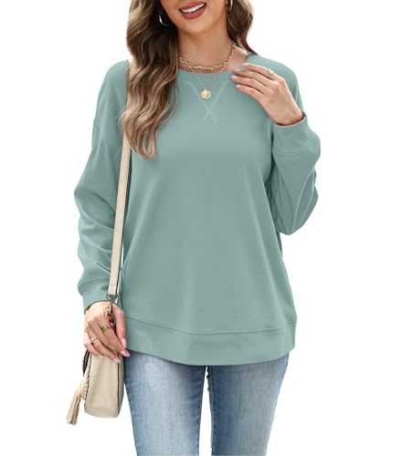 Women's Long Sleeve Crew Neck Sweatshirt - Large, Blue