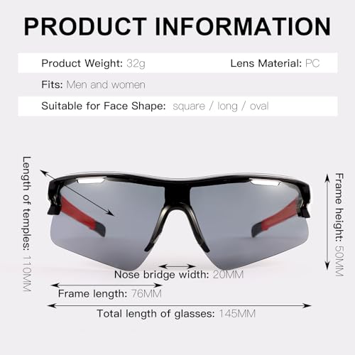 ANLIOTO 4 Pack Youth Baseball Sunglasses UV Protection Sports Glasses for Men Women