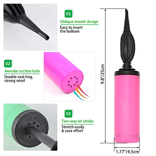Handheld Balloon Pump 2-Pack - Green & Pink Manual Inflator