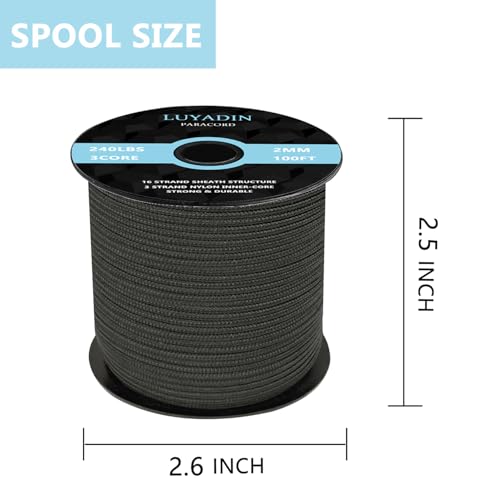 Paracord 240lb - Diameter 2mm Micro Utility Cord -3 Strand Parachute