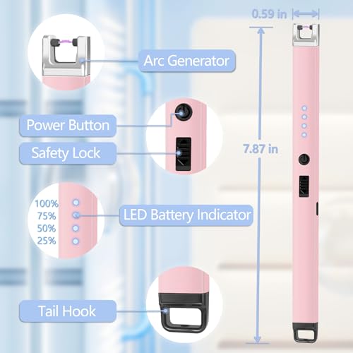 Rechargeable Electric Candle Lighter - Windproof Plasma Arc - Rose Gold