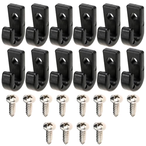 12 Pcs Black Nylon Kayak J-Hooks with Screws for Kayaking