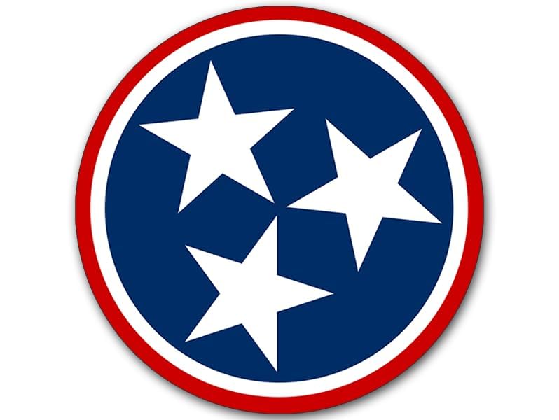 Round Red Tennessee Flag Sticker - 3-Inch Vinyl Decal