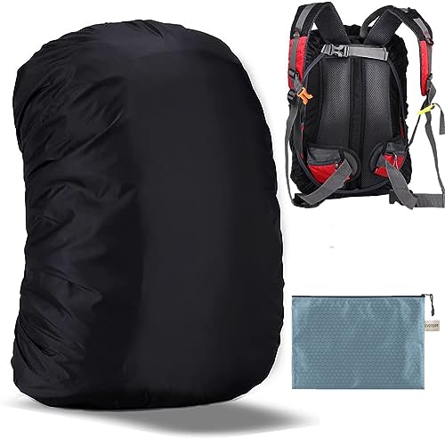 Waterproof Backpack Rain Cover with Anti-Slip Strap - Black 15-25L