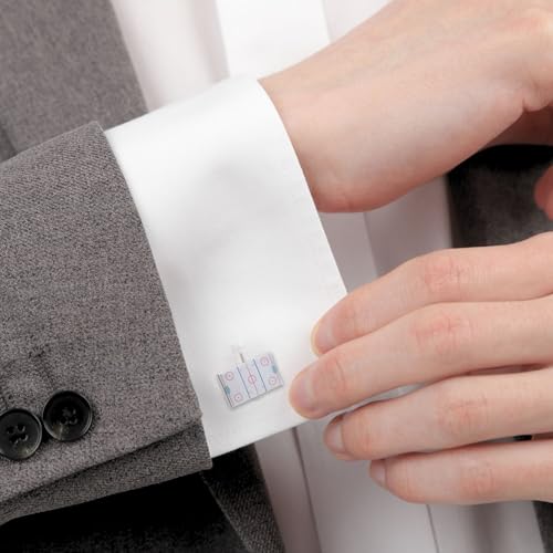 Ice Hockey Cufflinks - White Brass with Bullet Back Closure