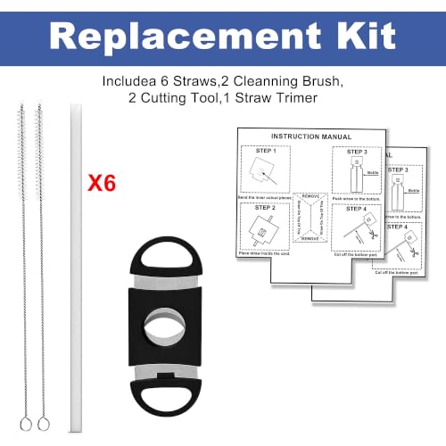 Replacement Straw Set for ThermoFlask Bottles - 6 Straws, Brushes & Cutter