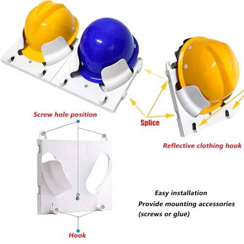 Hard Hat Rack 3 Pcs, Hard Hat Storage Rack Hard Hat Helmet Holder,Hard Hat Placement Hanging Rack for Workshop Office Living, Hard Hat Rack Display Rack (Hook style)