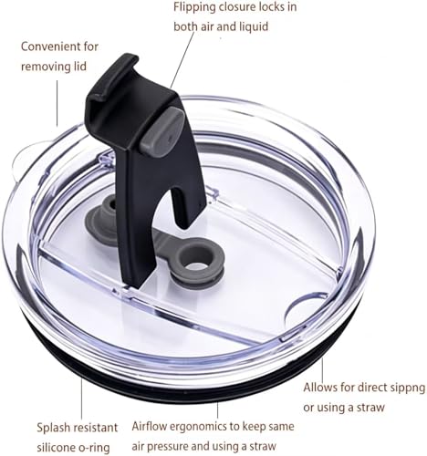 20 oz Tumbler Lid Replacement - 2 Pack Black Silicone Covers