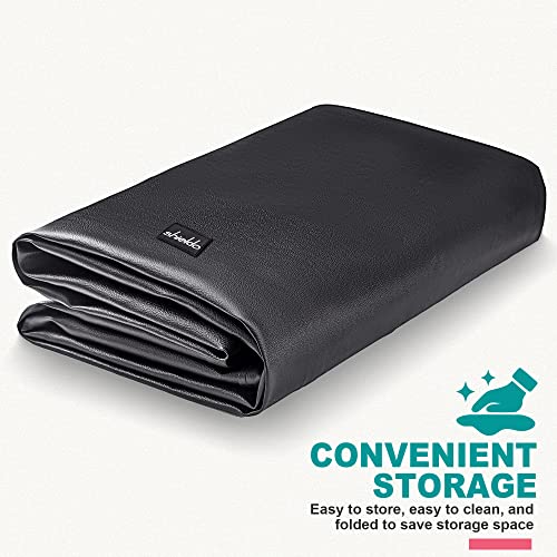 Shieldo 8FT Black Leatherette Pool Table Cover - Heavy Duty Snug Fit