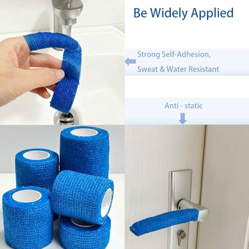 Self Adhesive Bandage Wrap - 6 Rolls, 1in & 2in, Water-Resistant