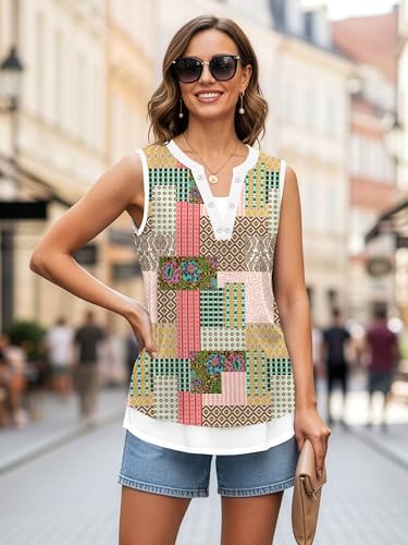 Women's V-Neck Sleeveless Tank Top - Loose Fit Summer Tunic