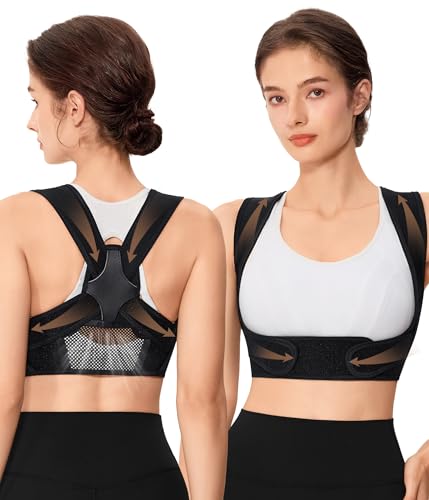 URSEXYLY Posture Corrector for Women S/M Black – Breathable Back Brace for Neck, Shoulders & Upper Back Pain Relief