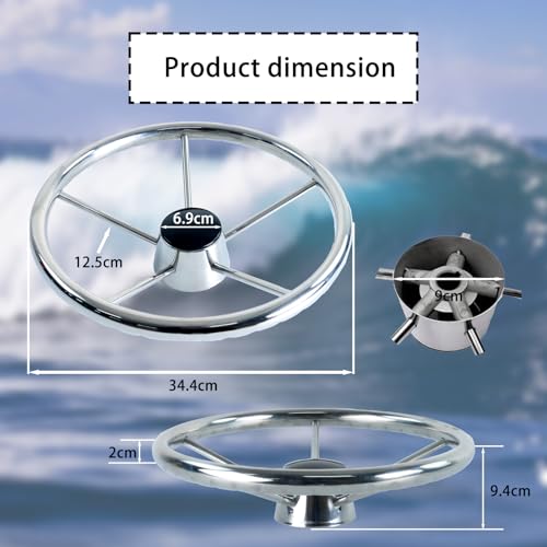 Hoffen 13.5" Silver Destroyer Marine Steering Wheel - Universal Fit, Stainless Steel