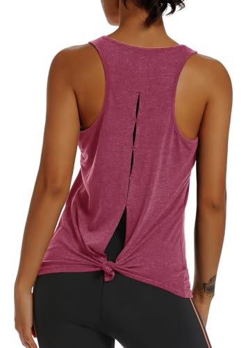 Womens Yoga Tank Top - Back Split Tie Workout Activewear