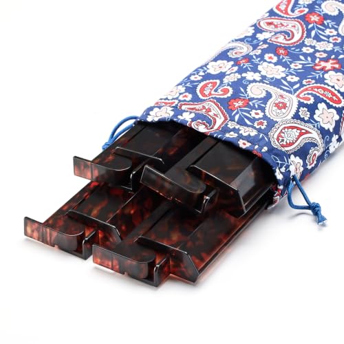 Czyminrout Tortoise Shell Mahjong Racks with Pushers Set of 4, 17.5 Inch Acrylic Tile Holders for American Mahjong