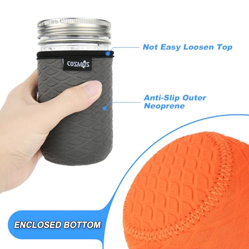 Cosmos 4-Pack Insulated Neoprene Mason Jar Sleeves for 12 OZ Regular Mouth Jars