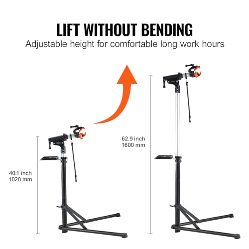 Heavy-Duty Adjustable Bike Repair Stand with Magnetic Tool Tray