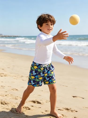 Toddler Boy Swim Trunks Quick Dry Board Shorts with Pocket - 2-3T Purple Dino