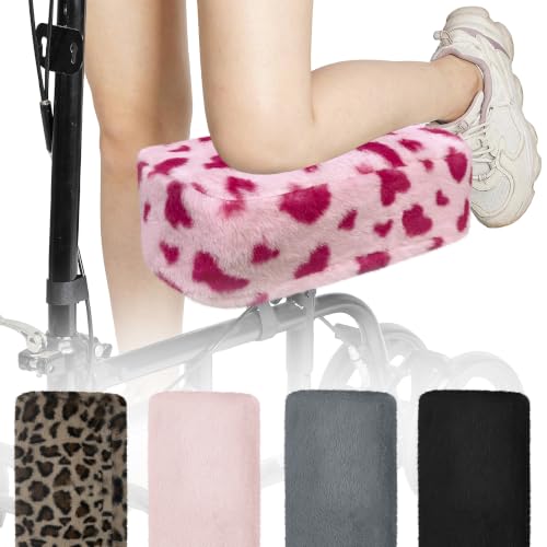 Pink Heart Knee Scooter Cushion Pad with Memory Foam - Soft Plush Comfort