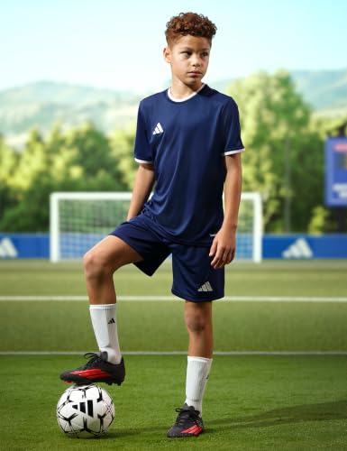 Soccer Cleats for Boys - adidas Entrada26 - Black, White - Medium / Team Navy Blue/White