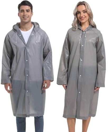 Reusable Rain Ponchos for Adults - 2PCS A-Grey