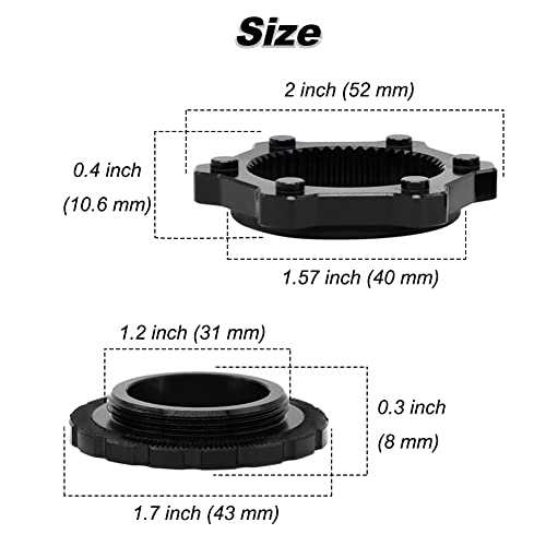 Bicycle Center Lock Adapter - Aluminum Alloy Disc Brake Hub Spacer - Black