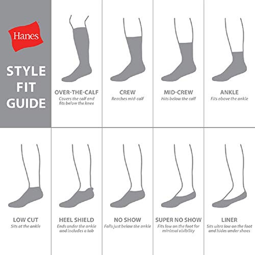 Hanes Men's ComfortBlend 6-Pack Crew Socks Assorted White/Grey Lightweight Casual