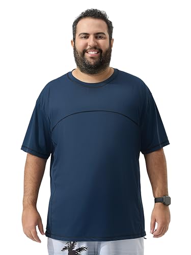 Arcweg Men's Big & Tall Navy Blue UPF 50+ Sun Protection Rash Guard T-Shirt XL-6XL