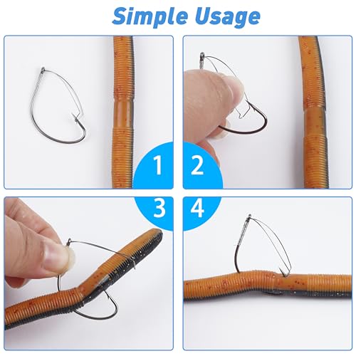 Weedless Wacky Rig Hooks - 25pcs Stainless Steel Bass Fishing