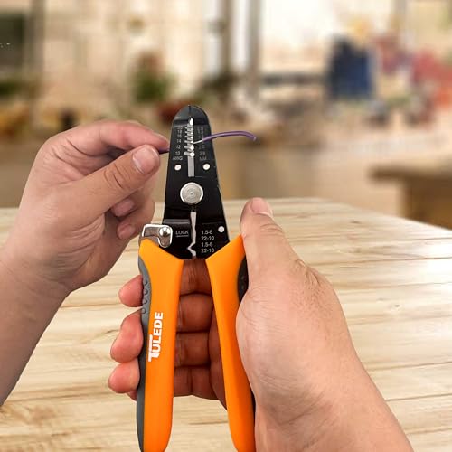 3 In 1 Wire Stripper Tool, 7.5 Inch Wire Stripper/Cutter/Crimping Tool for 10-20 AWG Solid and Stranded Wires, Come with Safety Lock & Invisible Spring, Made of 65Mn for Durability