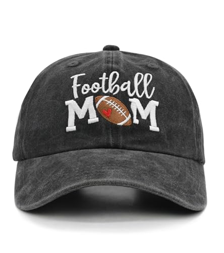 Wodeal Black Football Mom Hat with Gift Box for Women, Embroidered Baseball Cap