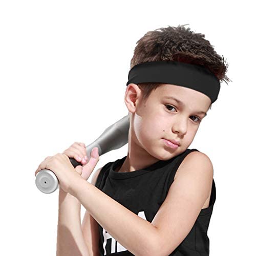 Moisture-Wicking Sports Headband for Kids - Medium Size Black