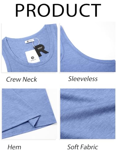 Runcati Men's Workout Tank Top - Sleeveless Gym Fitness Shirt, Large Sky Blue