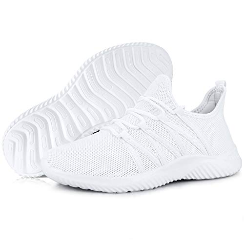 Feethit Women's Slip-On Tennis Sneakers All White - Running Shoes