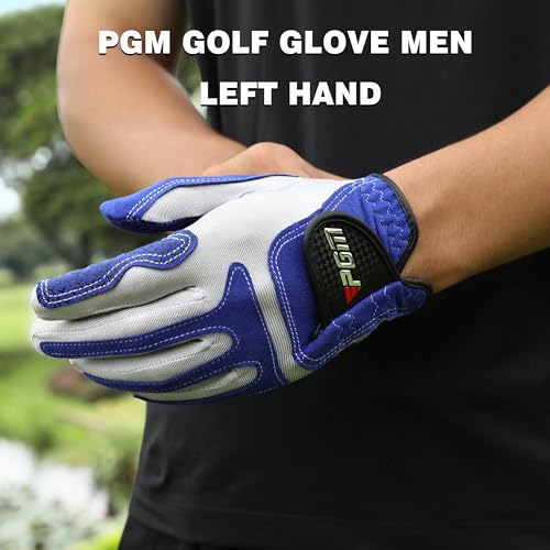 PGM Premium Left-Hand Golf Glove Men X-Large Blue - Comfortable, Durable Grip