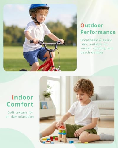 PUMYOON 3 Pack Toddler Boys Athletic Shorts - Kids Mesh Quick Dry Shorts, 5-6 Years, Dark Grey/Navy/Army Green
